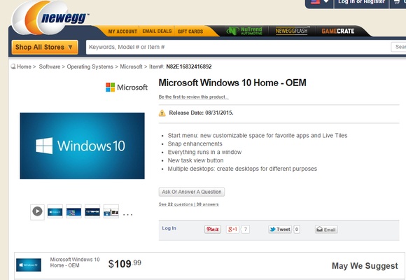 OEM版Windows 10家庭版