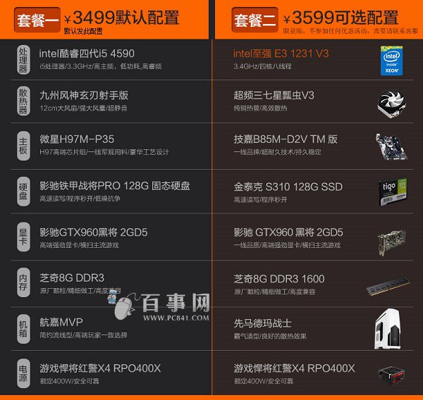 i5/E3任你选 3499元网购超值中高端游戏DIY电脑主机配置推荐