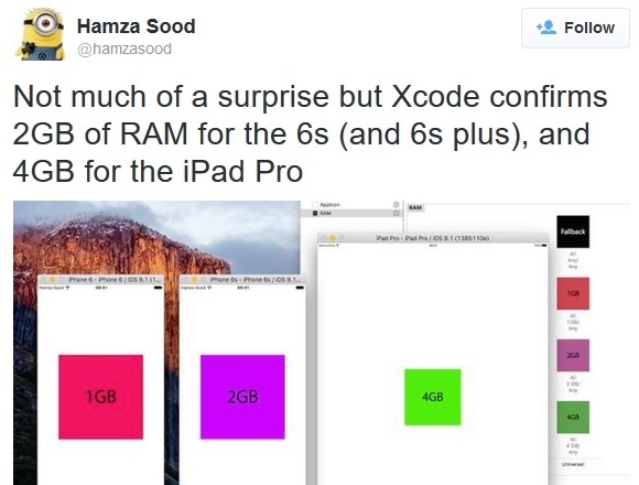 iPhone 6s与iPad Pro运行内存确定 内存大升级