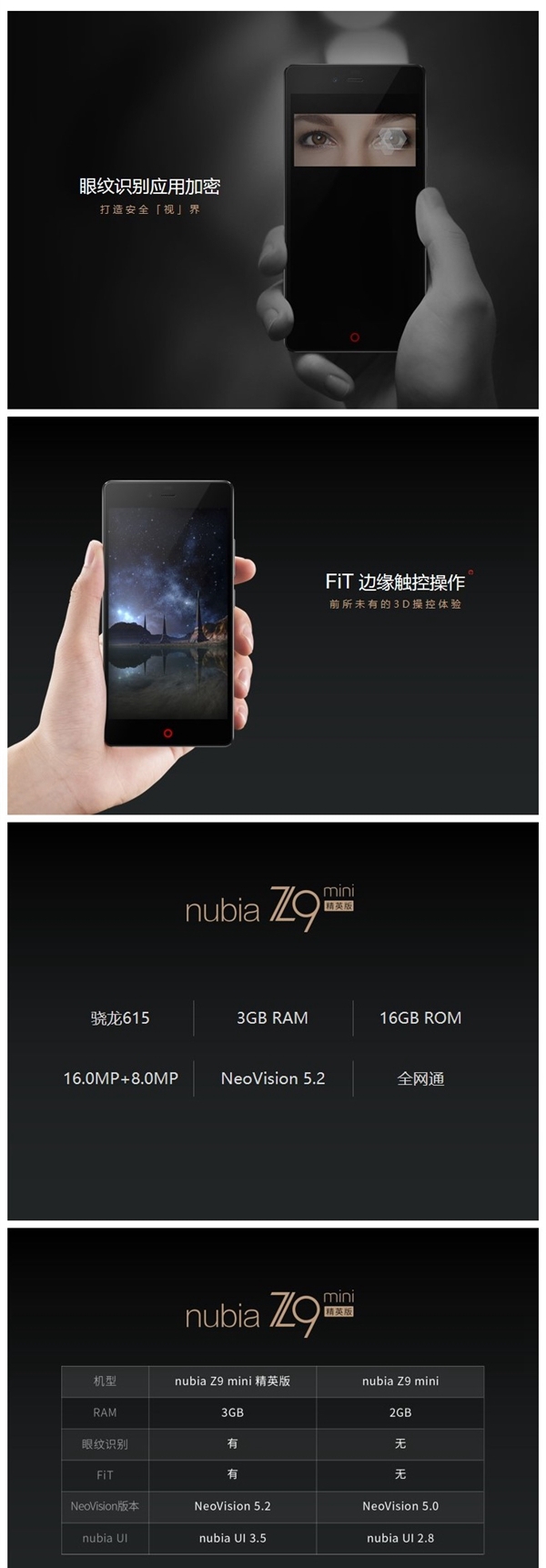 努比亚Z9 mini标准版与精英版哪个好 区别对比？