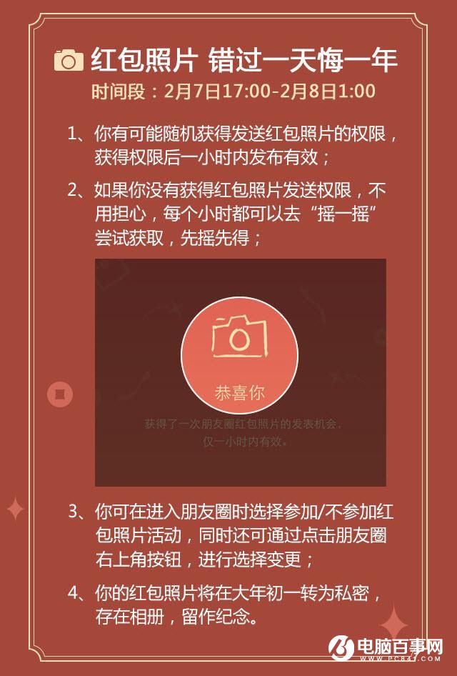 微信春节红包玩法二：红包照片再亮相，权限随机送