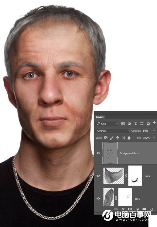 Photoshop将年轻的肖像变老教程