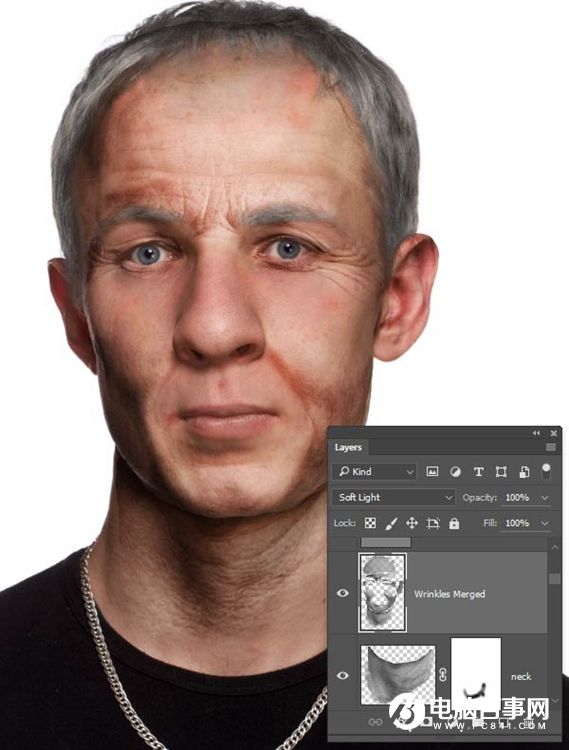 Photoshop将年轻的肖像变老教程