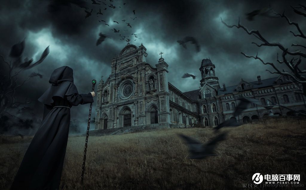 Photoshop合成暗黑系风格的恐怖城堡场景