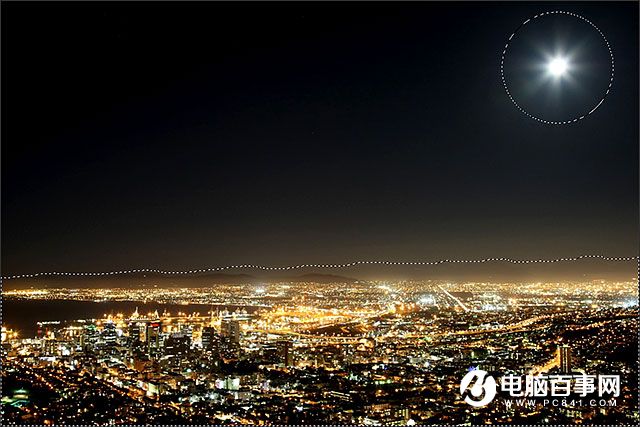PS滤镜给城市夜空照片添加满天星星效果教程