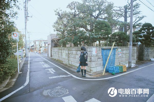 Photoshop制作清新的淡青色日系街道图片