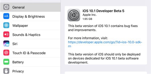 iOS10.1 Beta5怎么升级 iOS10.1 Beta5升级攻略附描述文件下载