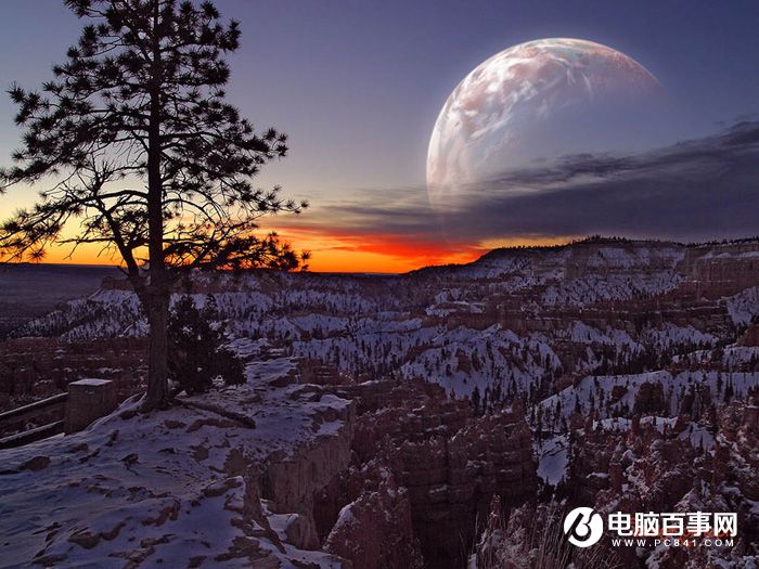 Photoshop给霞光图片增加漂亮的行星教程