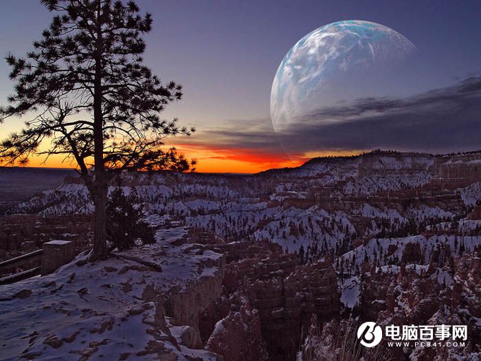 Photoshop给霞光图片增加漂亮的行星教程