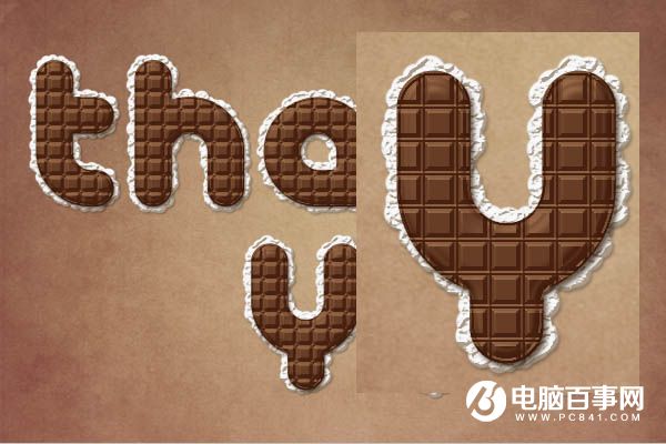 Photoshop制作块状的巧克力糖果字