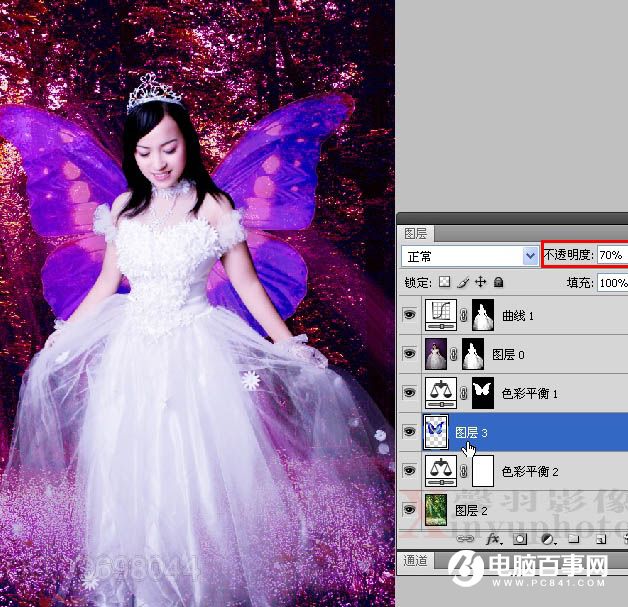 Photoshop合成梦幻的红色蝴蝶仙子教程