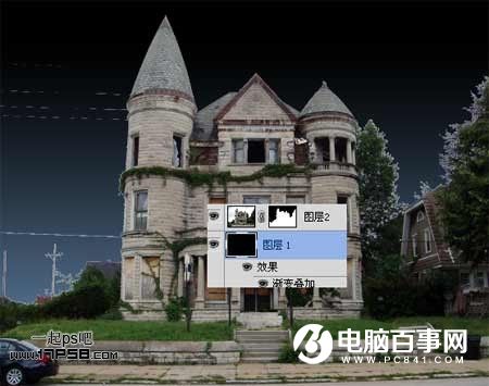 Photoshop把城堡图片转为黑夜效果教程