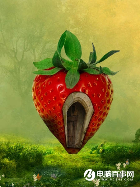 Photoshop合成漂亮的草莓小屋教程