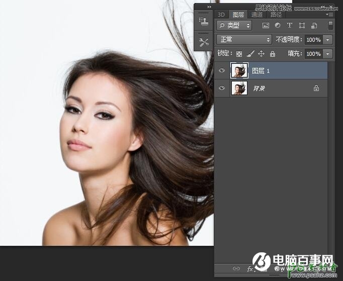 photoshop利用通道简单的抠出美女头发丝教程