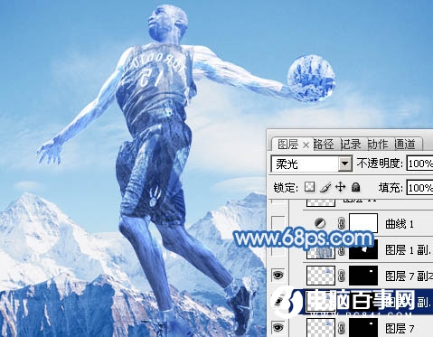 Photoshop合成超酷的篮球员冰雕