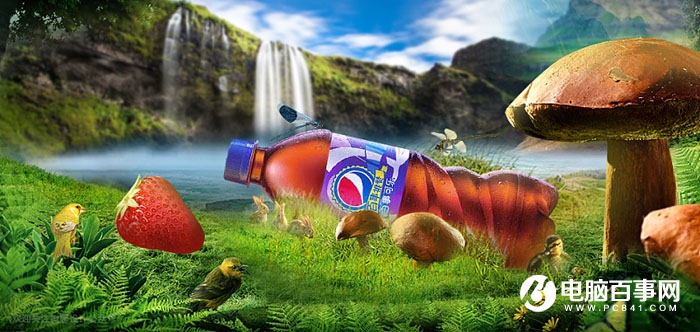 Photoshop合成融入自然的可乐海报