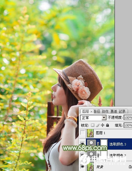 Photoshop制作春季小清新淡绿色外景人物图片教程