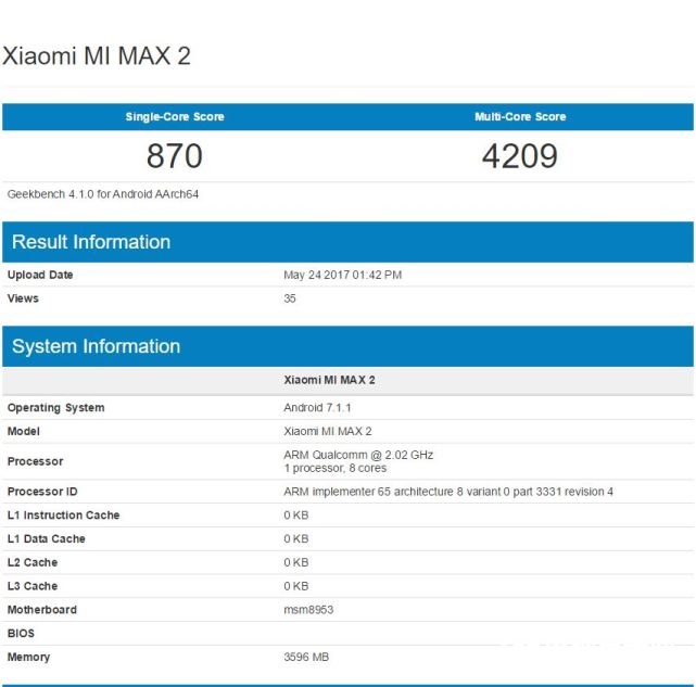 小米MAX 2跑分成绩曝光 1499元起售