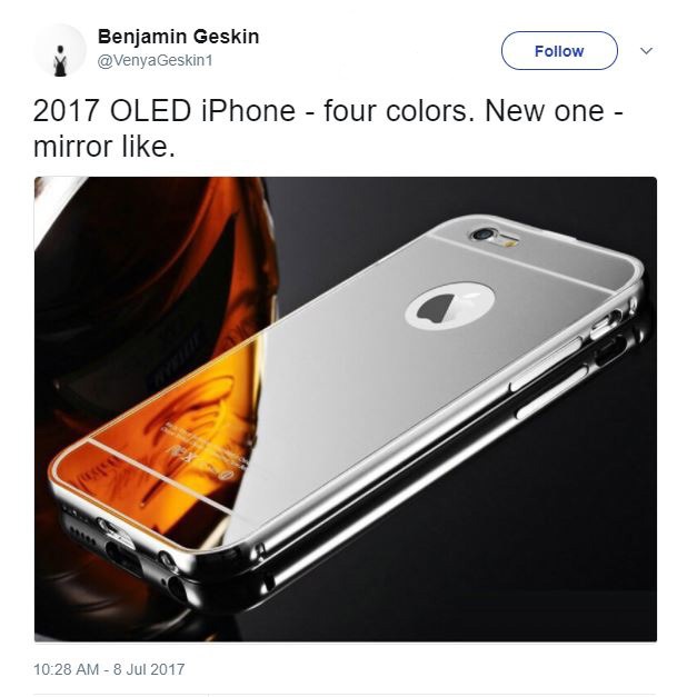 爆料：iPhone8四种颜色，全新黑银镜面色吸睛