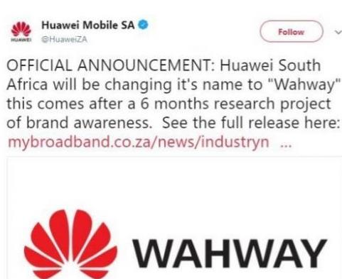 HUAWEI改名Wahway是真的吗 华为改名是怎么回事