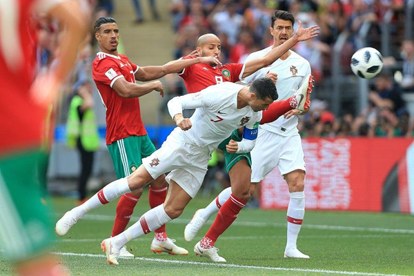 C罗4分钟闪电破门领跑射手榜！2018世界杯葡萄牙1-0摩洛哥