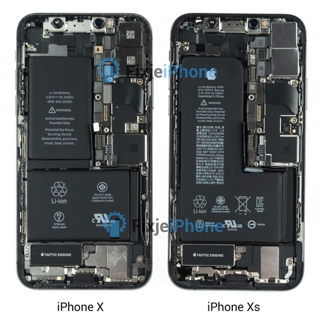 iPhone XS拆解图解：电池比苹果X还小 内部结构变化不大