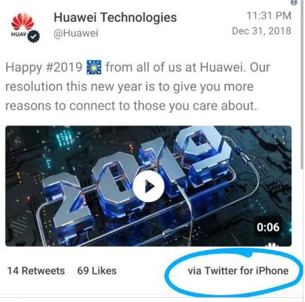 华为用iPhone发新年祝福怎么回事？2019手机界首尬了！