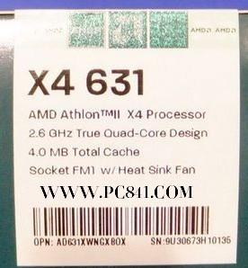 AMD新处理器速龙II X4 631处理器