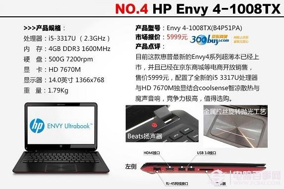 惠普HP-Envy 4-1008TX笔记本