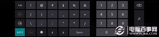 Windows8中虚拟键盘中的数字键
