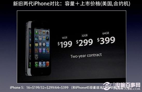 iPhone5与iPhone4S容量与上市价格一样