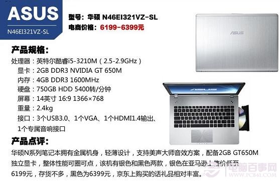 华硕N46EI321VZ-SL游戏笔记本