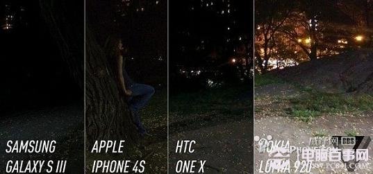 lumia920与其它各知名品牌旗舰手机夜间拍照样张对比（均位开启闪光灯）