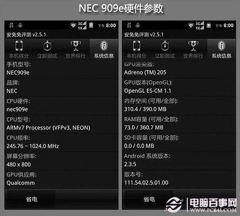 NEC 909e性能测试