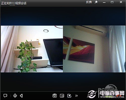 QQ视频并排效果（左侧为对方画面，右侧为己方画面，当然如果嫌小整个窗口还是可以放大至全屏的）