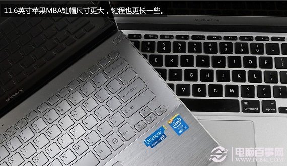 索尼Pro 11超极本和苹果MBA笔记本键盘对比