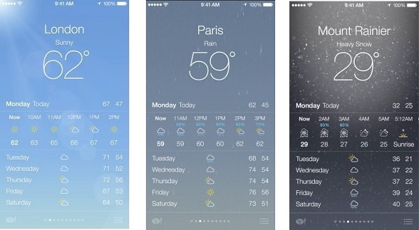 iOS7全新的天气界面