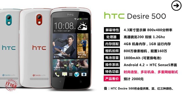 HTC Desire 500智能手机