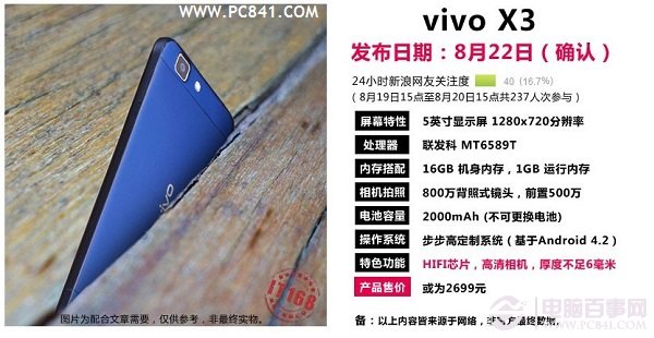 步步高Vivo X3智能手机
