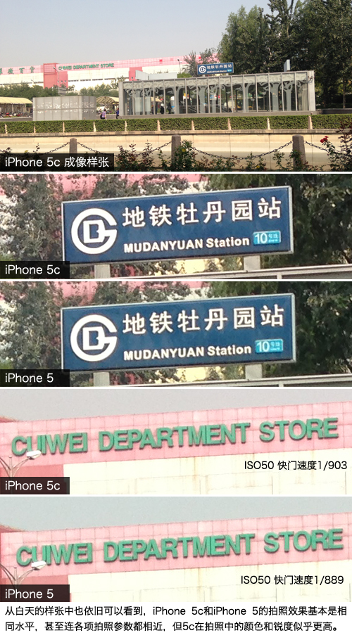 iPhone5C与iPhone5拍照样张区别对比