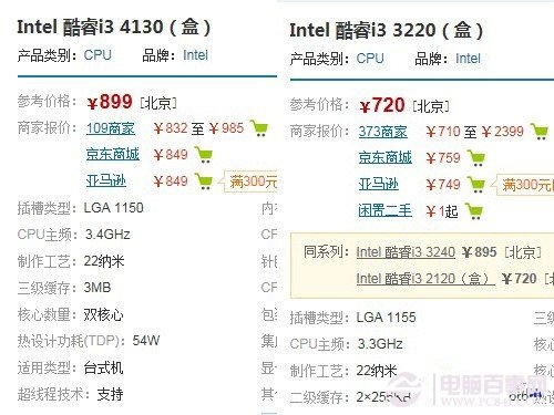 两款处理器价格对比