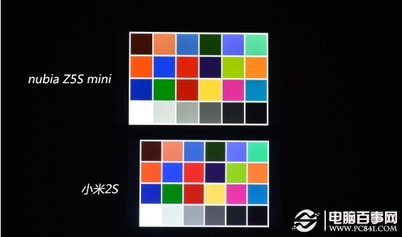 努比亚Z5s与小米2S屏幕色彩还原度对比