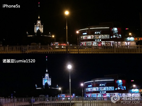 诺基亚1520与iPhone5s夜间拍照样张对比