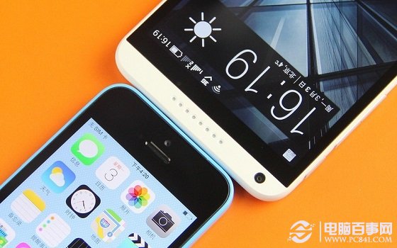 HTC desire 816与iPhone5C正面上部对比