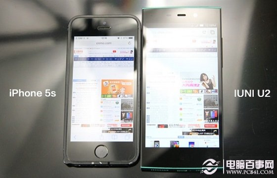 IUNI U2与iPhone5s强光下屏幕对比