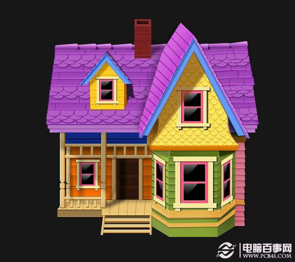 Photoshop绘制出彩色立体房子效果