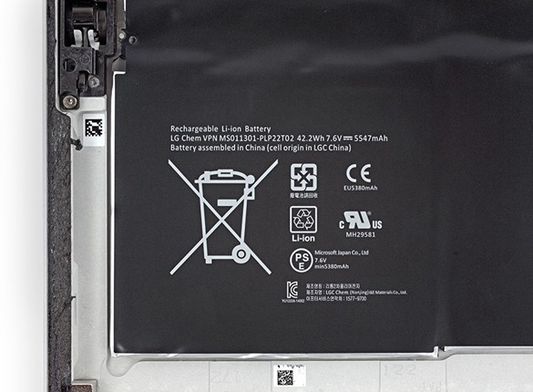 Surface Pro 3内置电池拆解