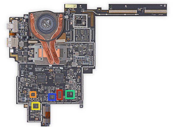 Surface Pro 3主板正面芯片特写二