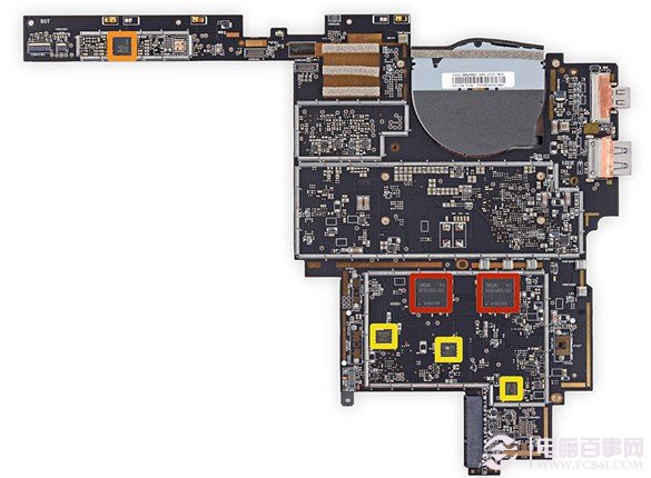 Surface Pro 3主板背面芯片特写