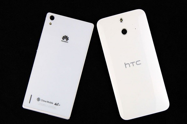 华为P7与HTC One时尚版屏背面外观对比